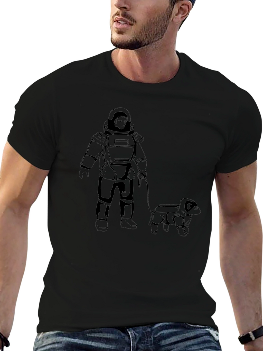 Astronaut Dog Walker T-Shirt