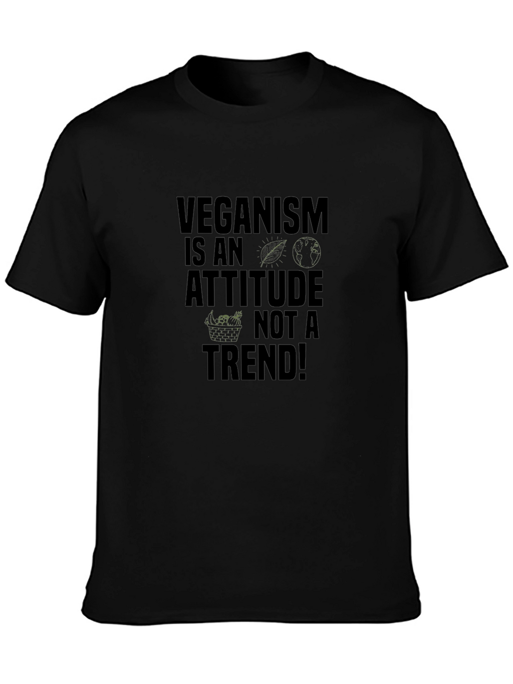 Veganism Attitude T-Shirt - Black Graphic Print