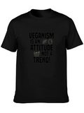 Veganism Attitude T-Shirt - Black Graphic Print