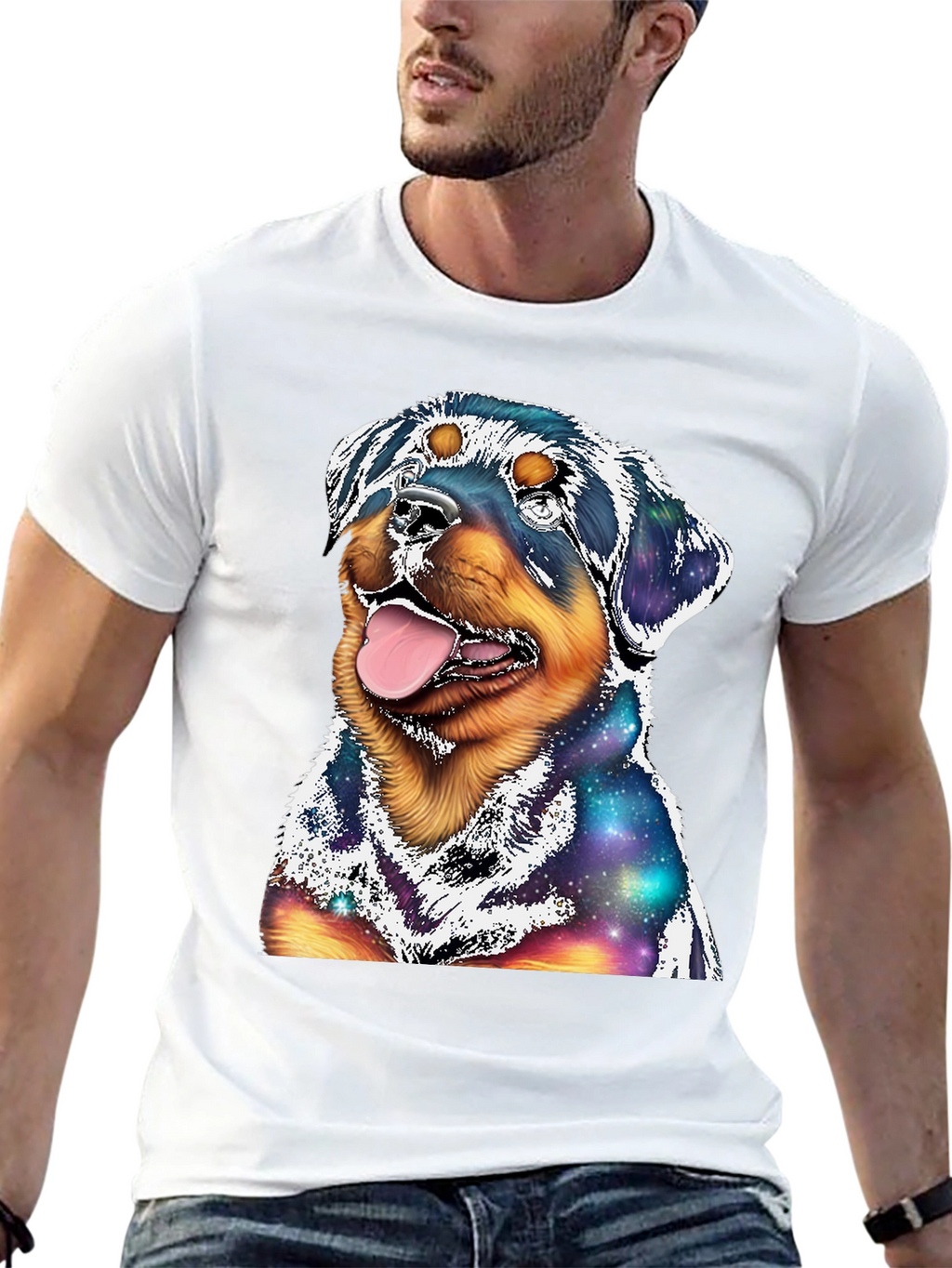 Rottweiler Galaxy Graphic T-Shirt