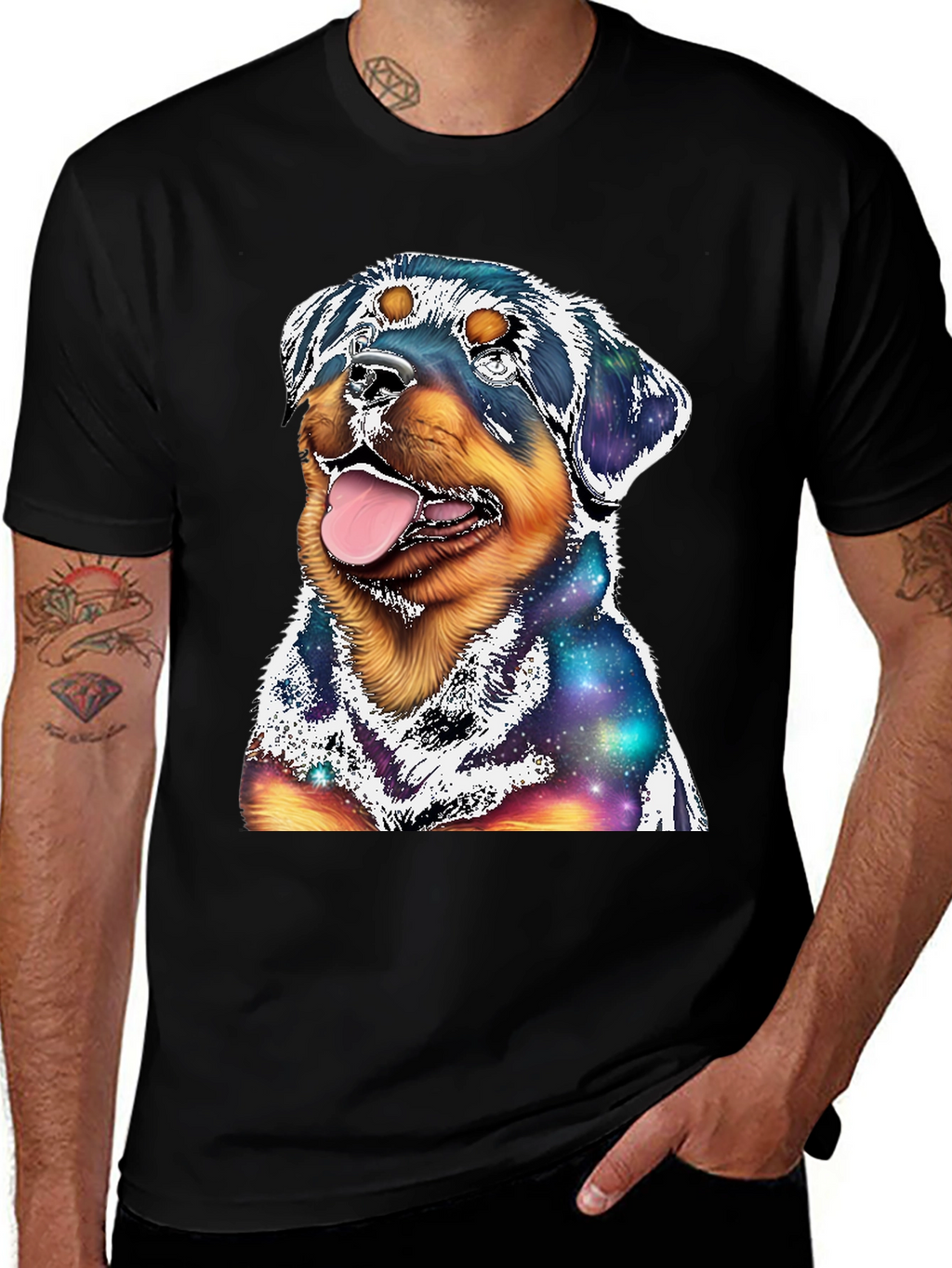 Rottweiler Galaxy Graphic T-Shirt