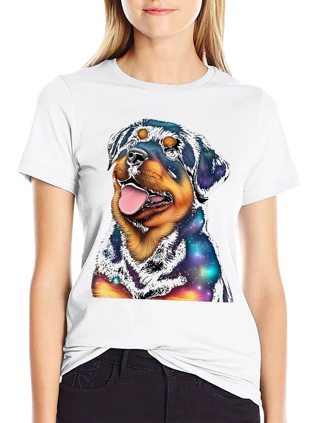 Rottweiler Galaxy Graphic T-Shirt