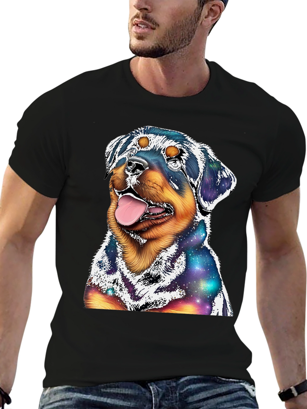 Rottweiler Galaxy Graphic T-Shirt