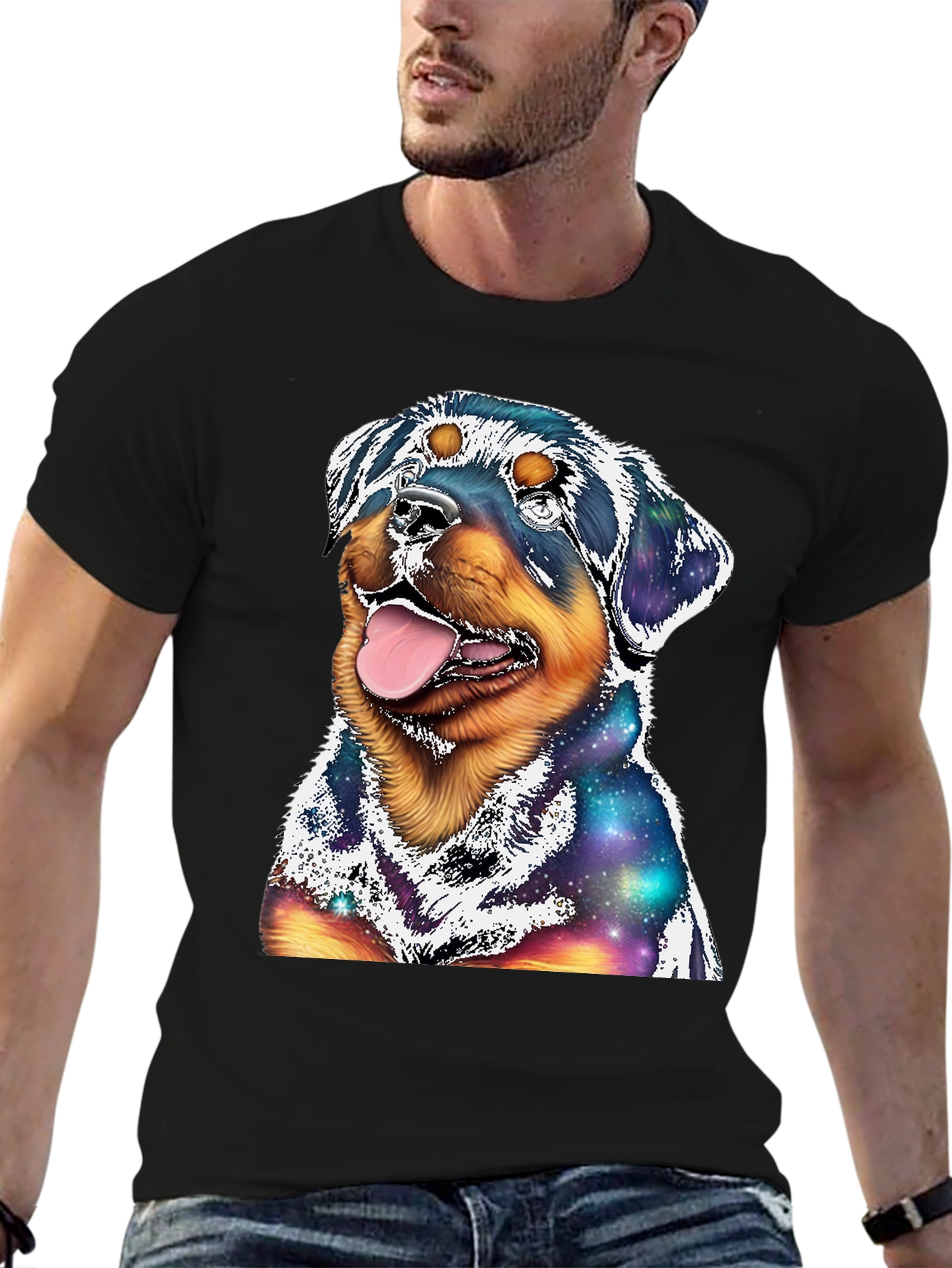 Rottweiler Galaxy Graphic T-Shirt