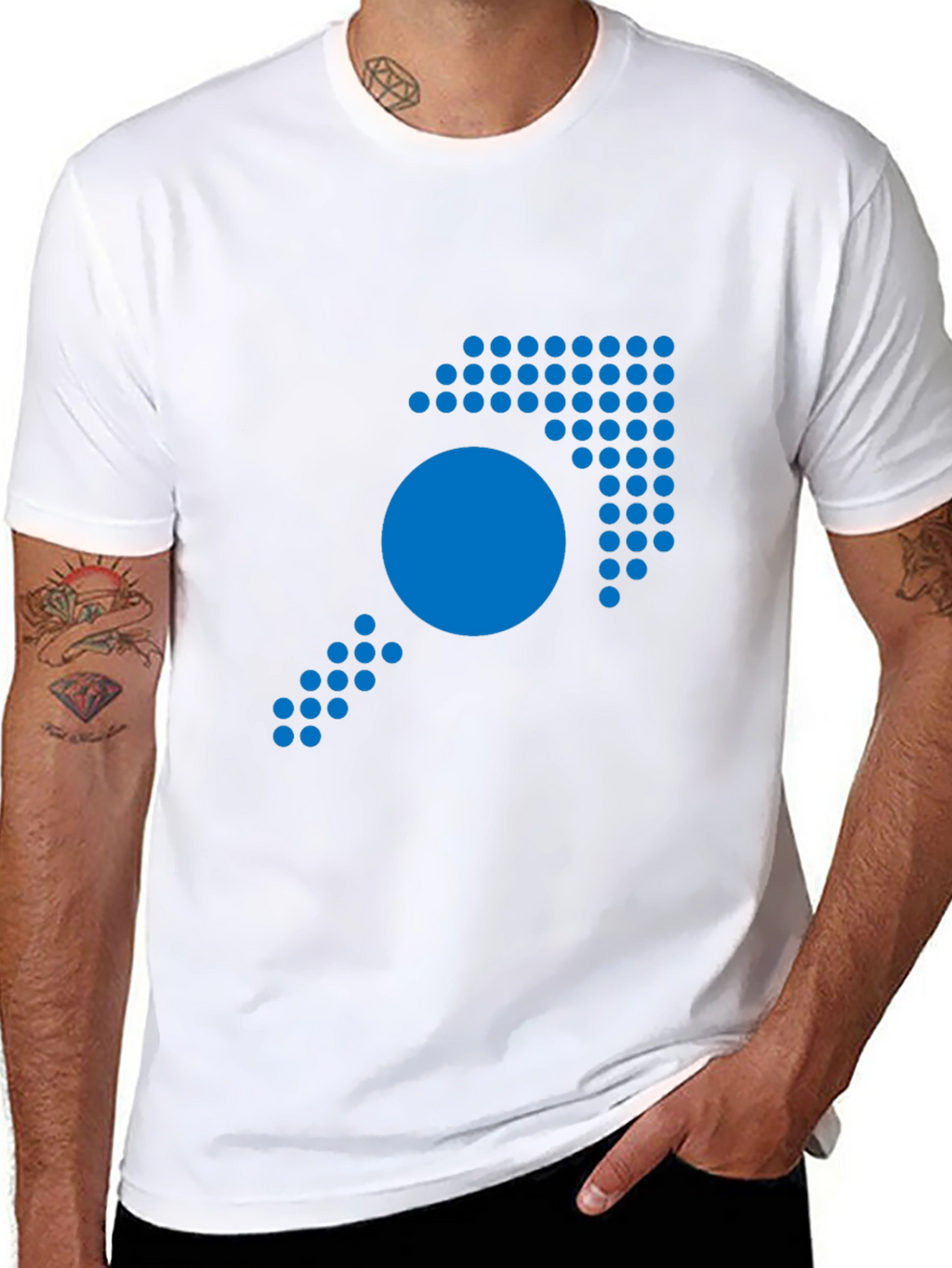 Blue Dot Arrow Graphic Black T-Shirt