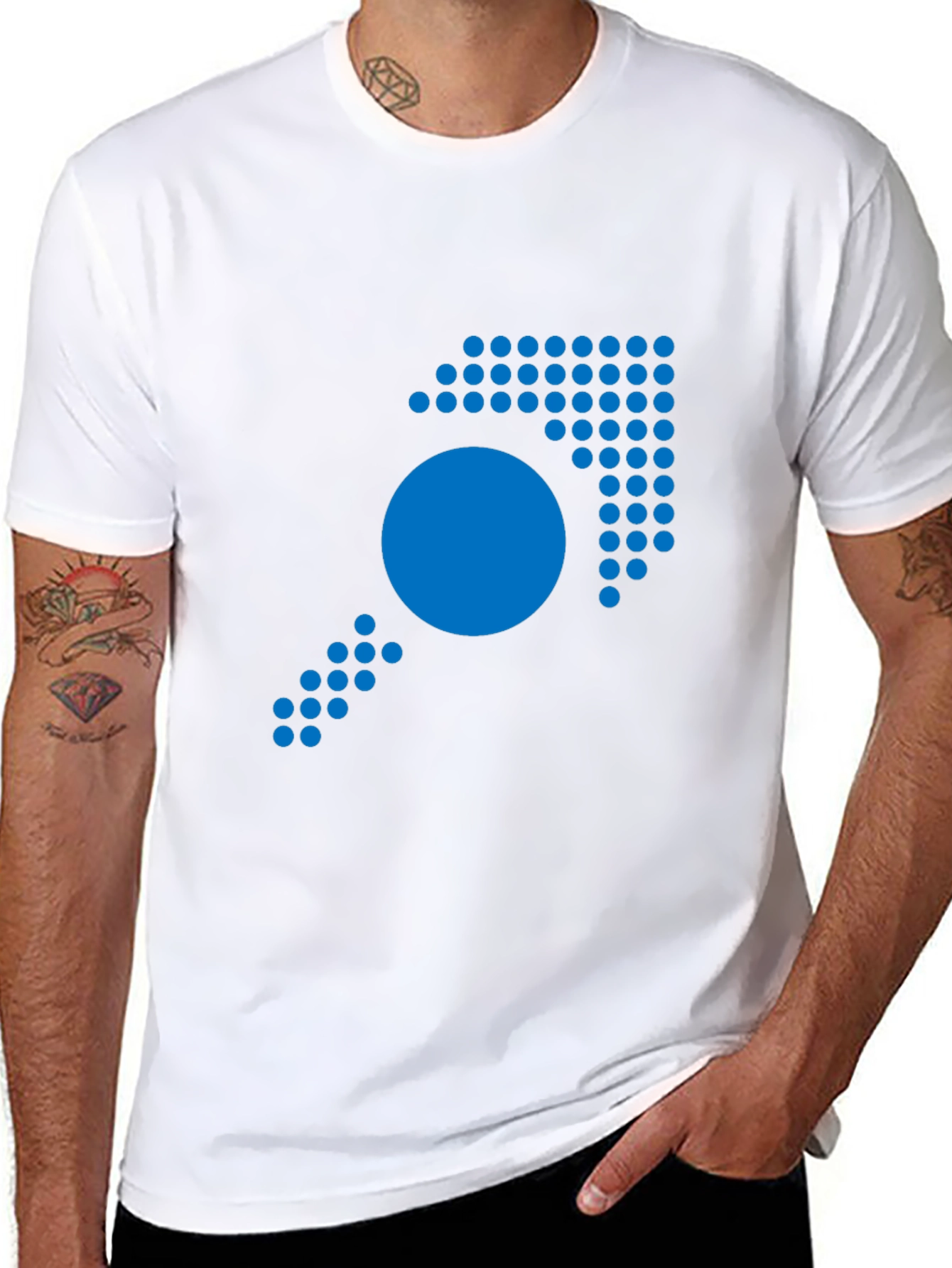 Blue Dot Arrow Graphic Black T-Shirt