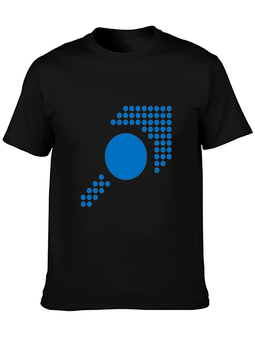 Blue Dot Arrow Graphic Black T-Shirt