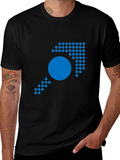 Blue Dot Arrow Graphic Black T-Shirt