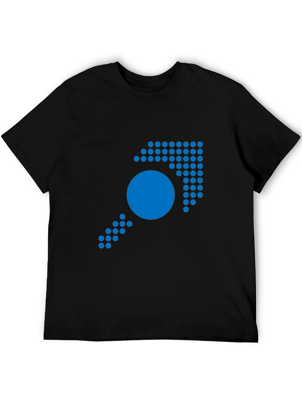 Blue Dot Arrow Graphic Black T-Shirt
