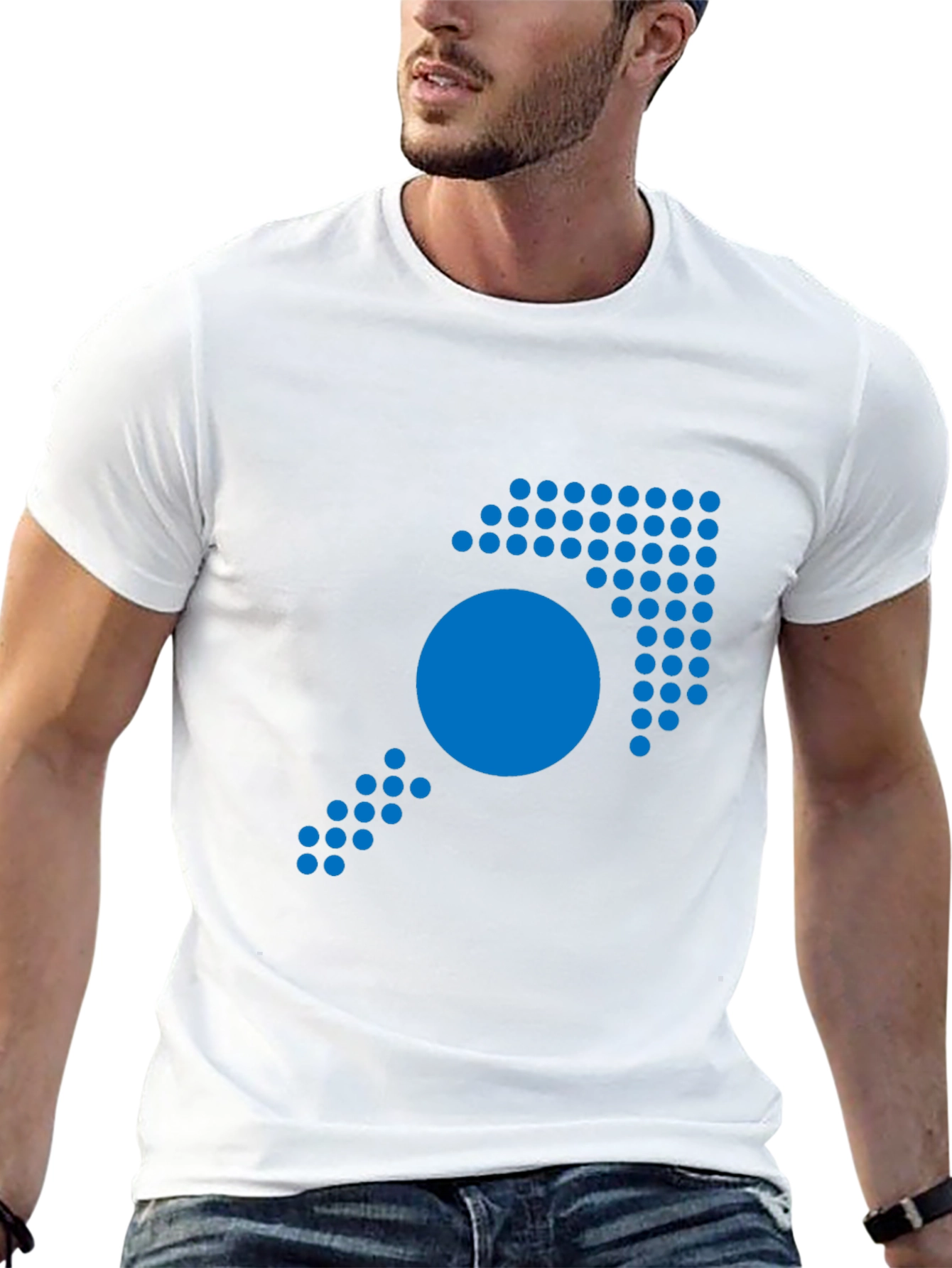Blue Dot Arrow Graphic Black T-Shirt