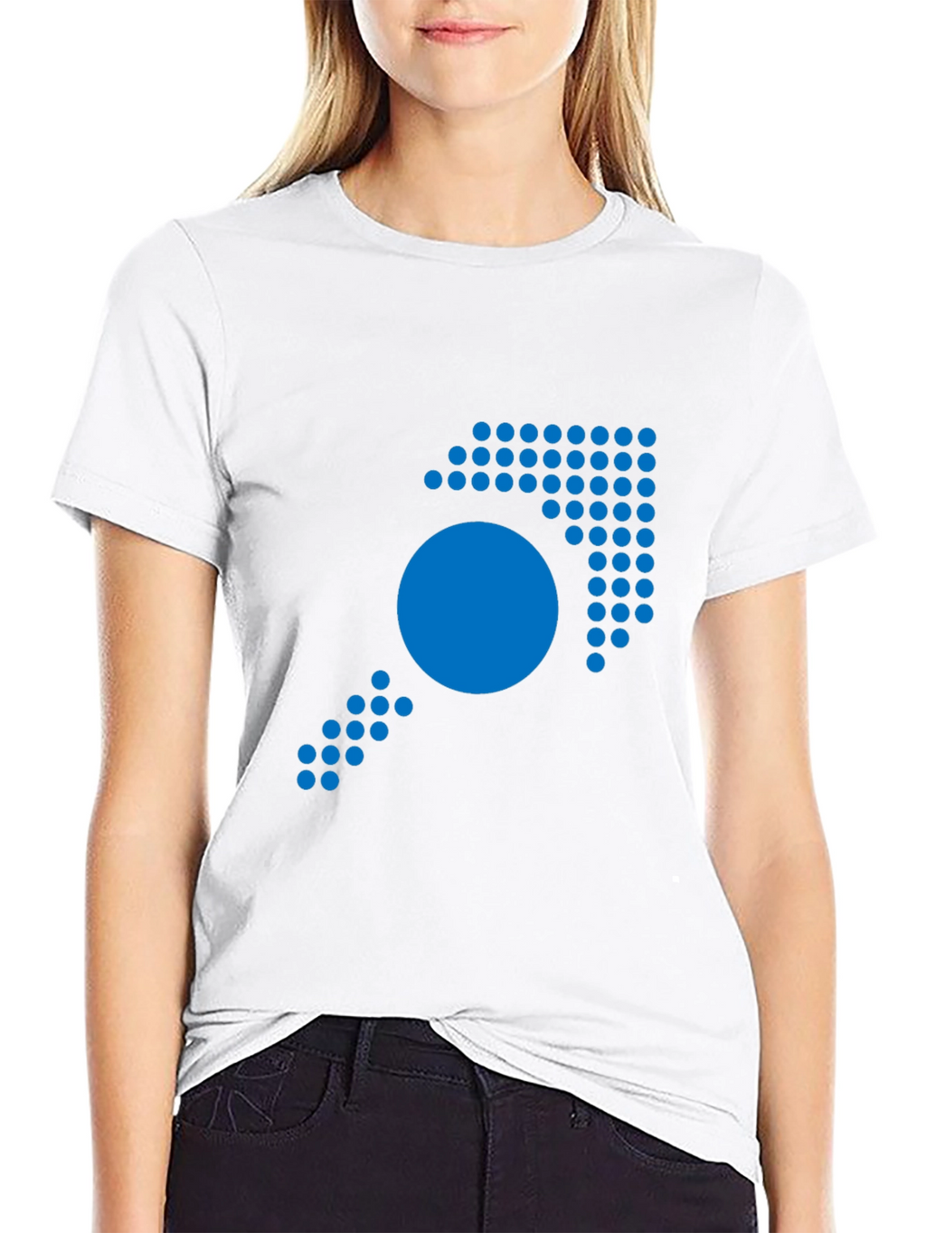 Blue Dot Arrow Graphic Black T-Shirt