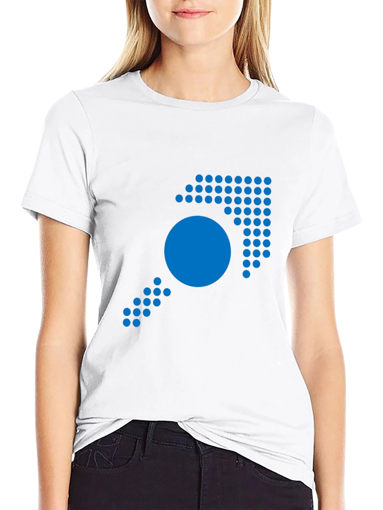 Blue Dot Arrow Graphic Black T-Shirt