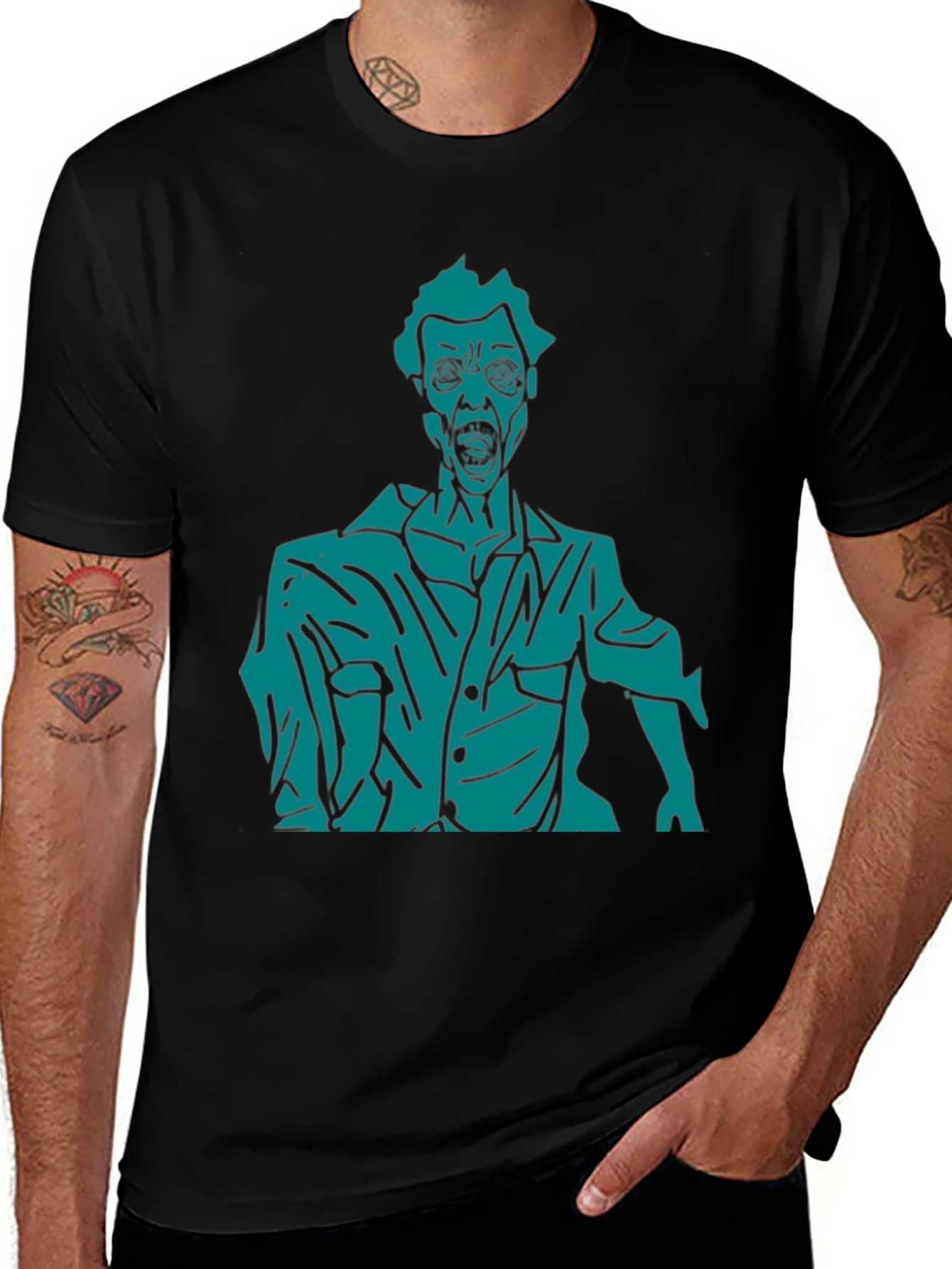 Zombie Graphic Print T-Shirt - Black