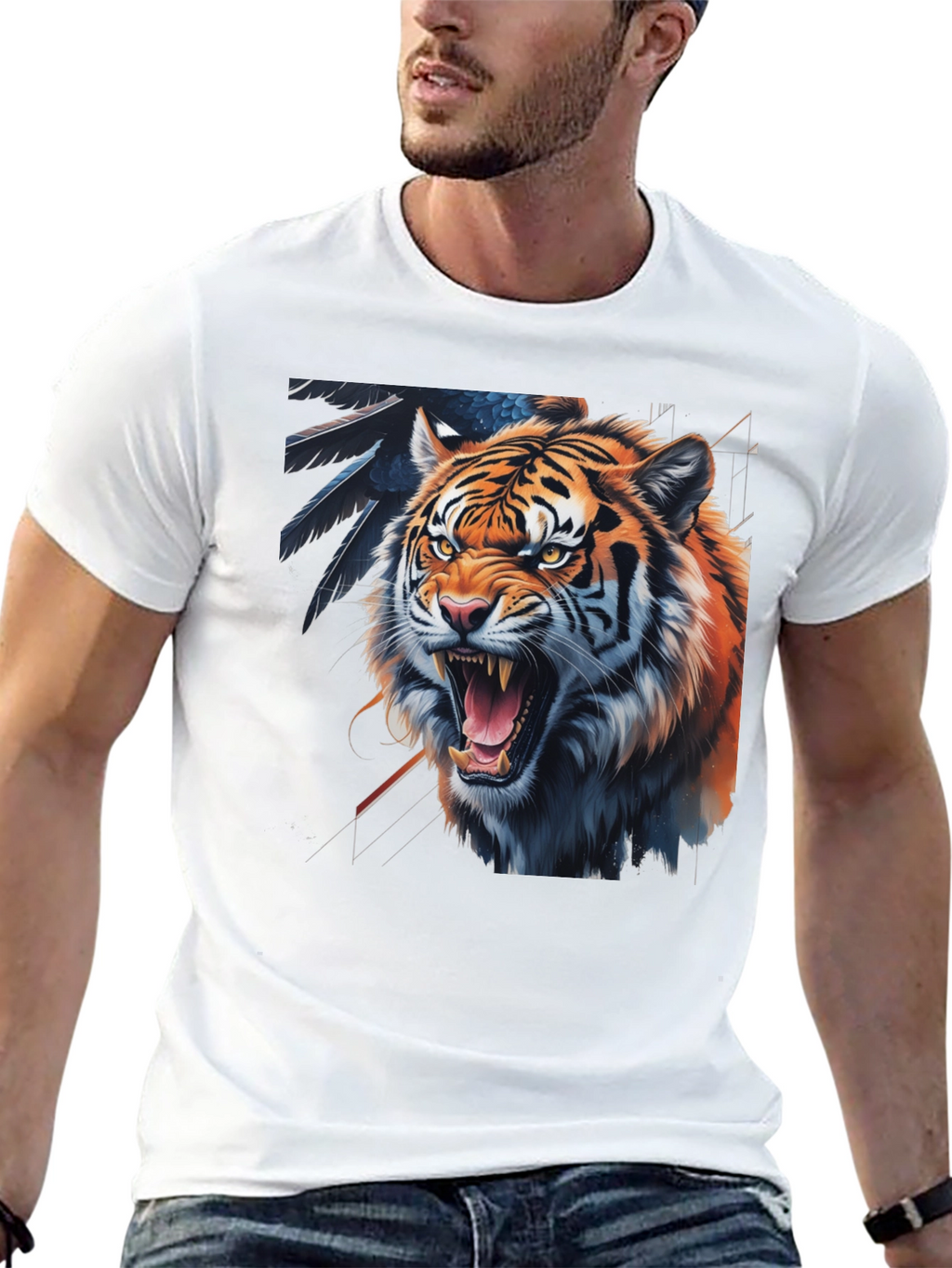 Tiger Graphic Print Black Tee