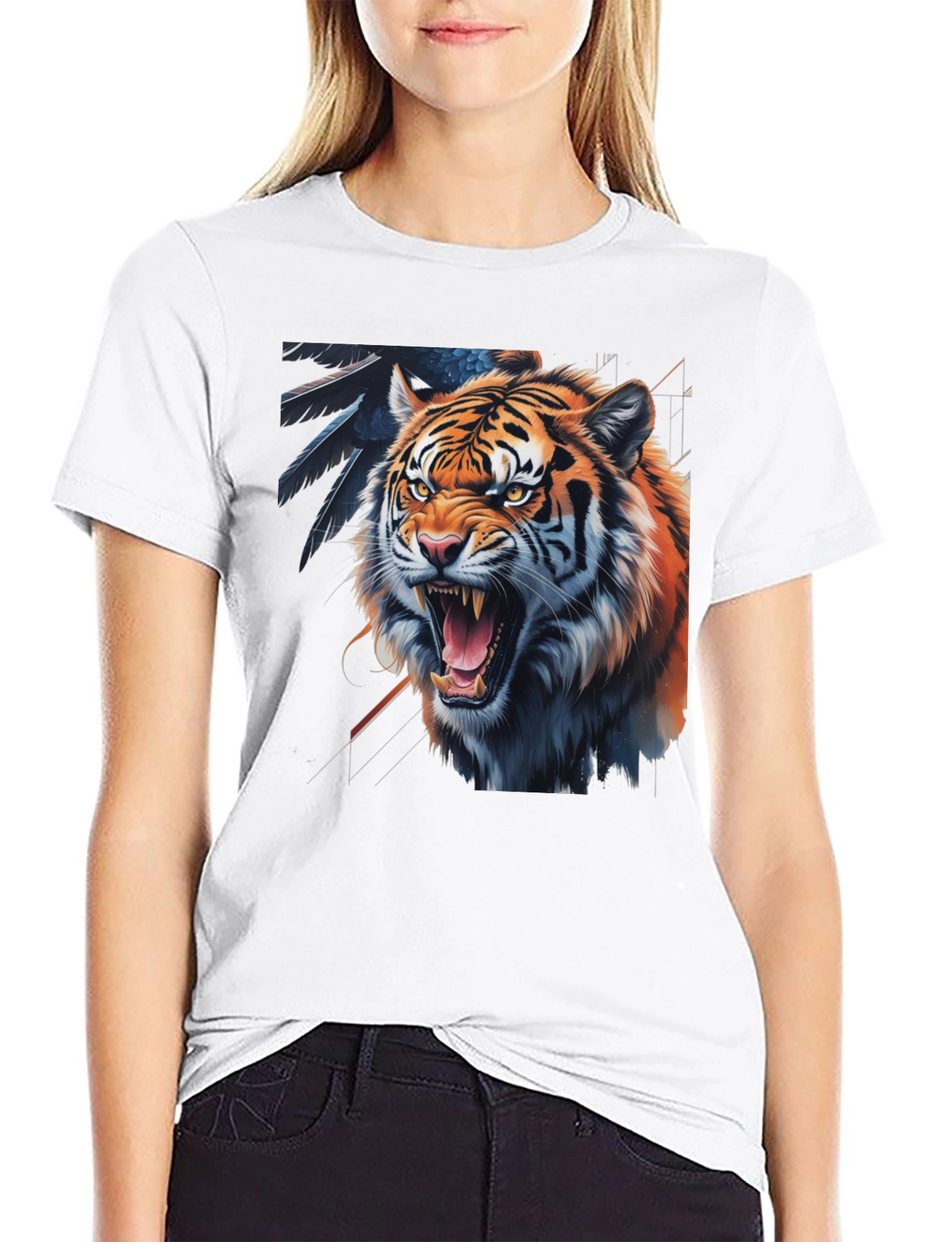 Tiger Graphic Print Black Tee