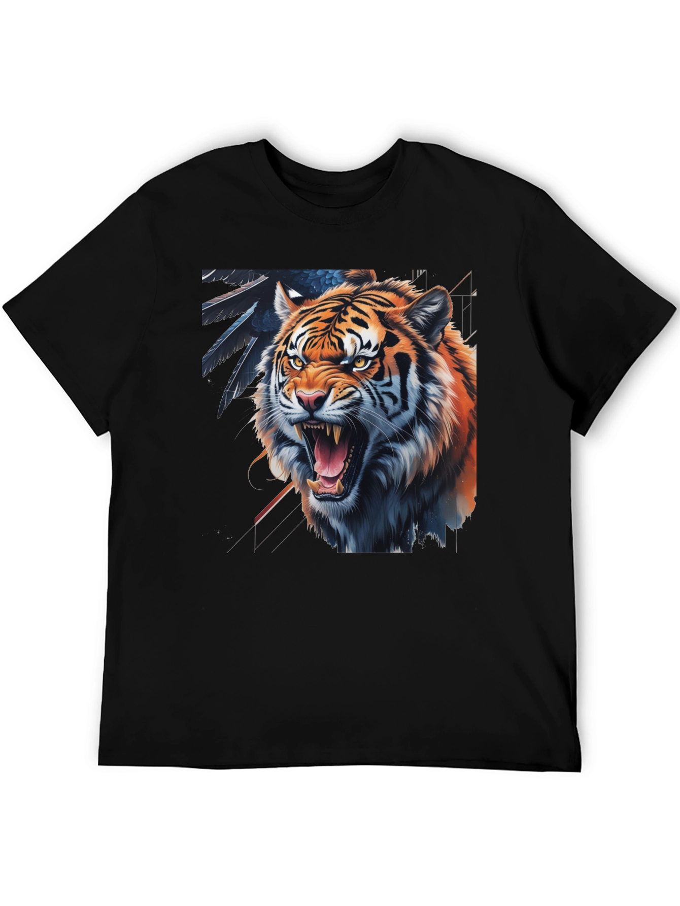 Tiger Graphic Print Black Tee