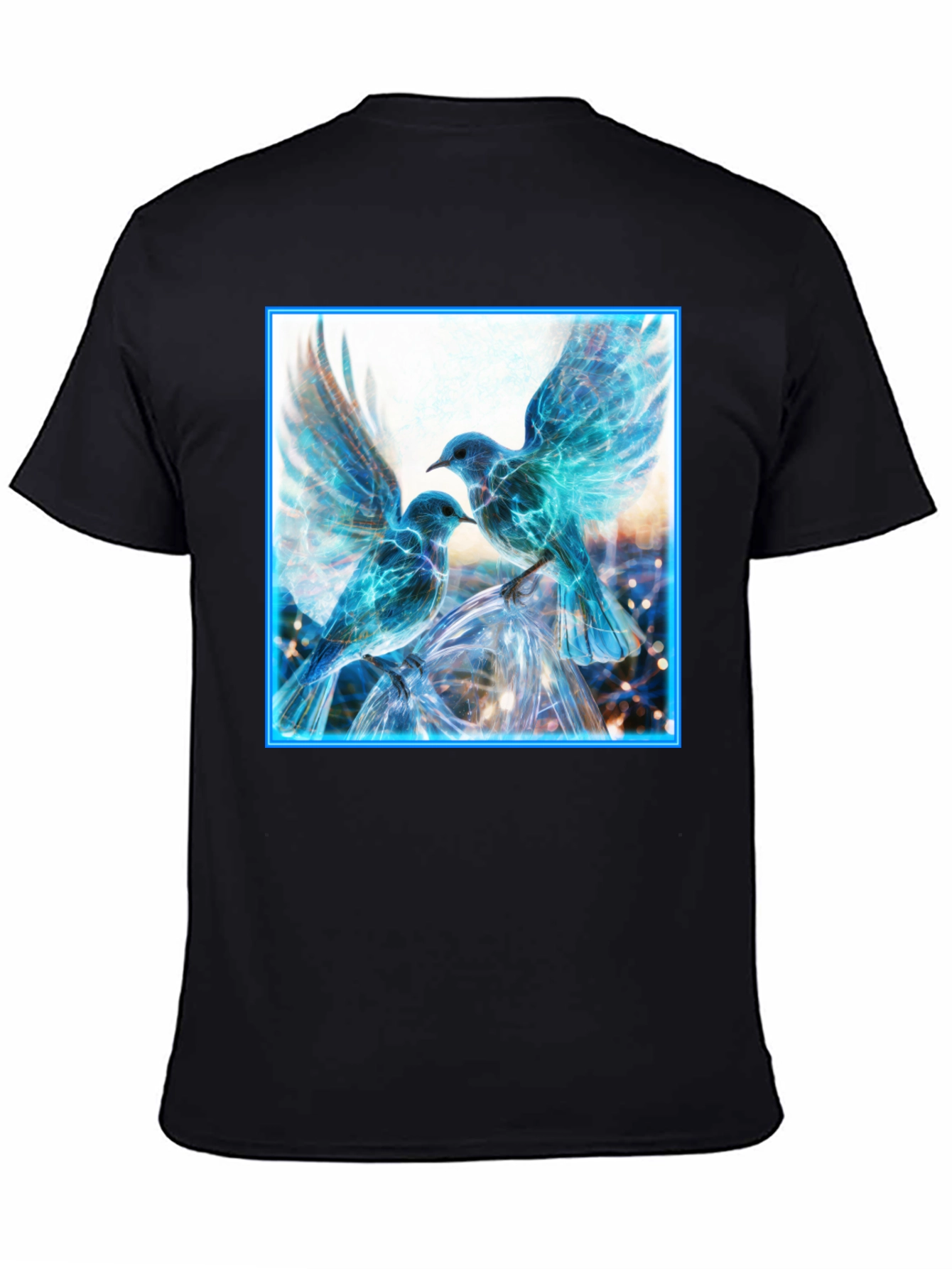 Electric Blue Bird Graphic Tee - Modern Mens T-Shirt