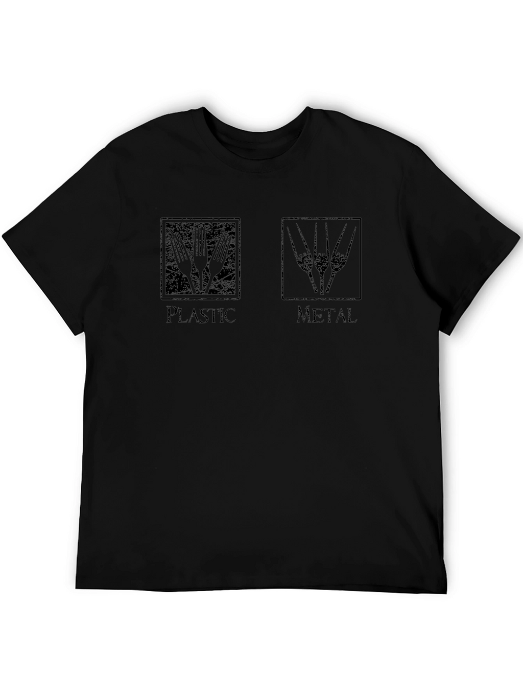 Plastic vs Metal Black T-Shirt