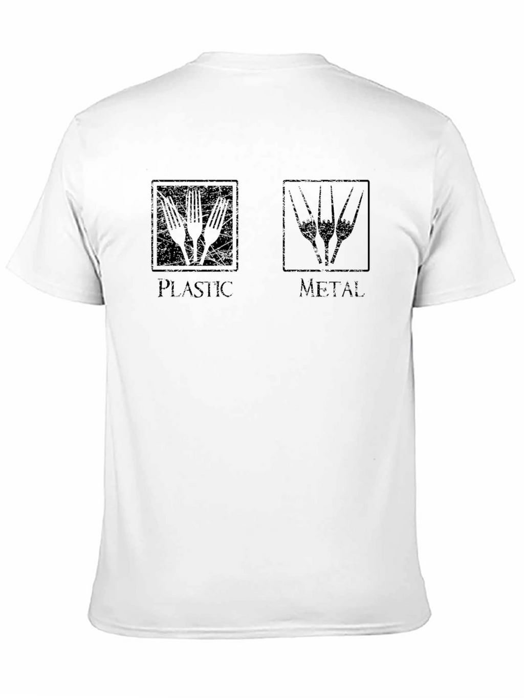 Plastic vs Metal Black T-Shirt