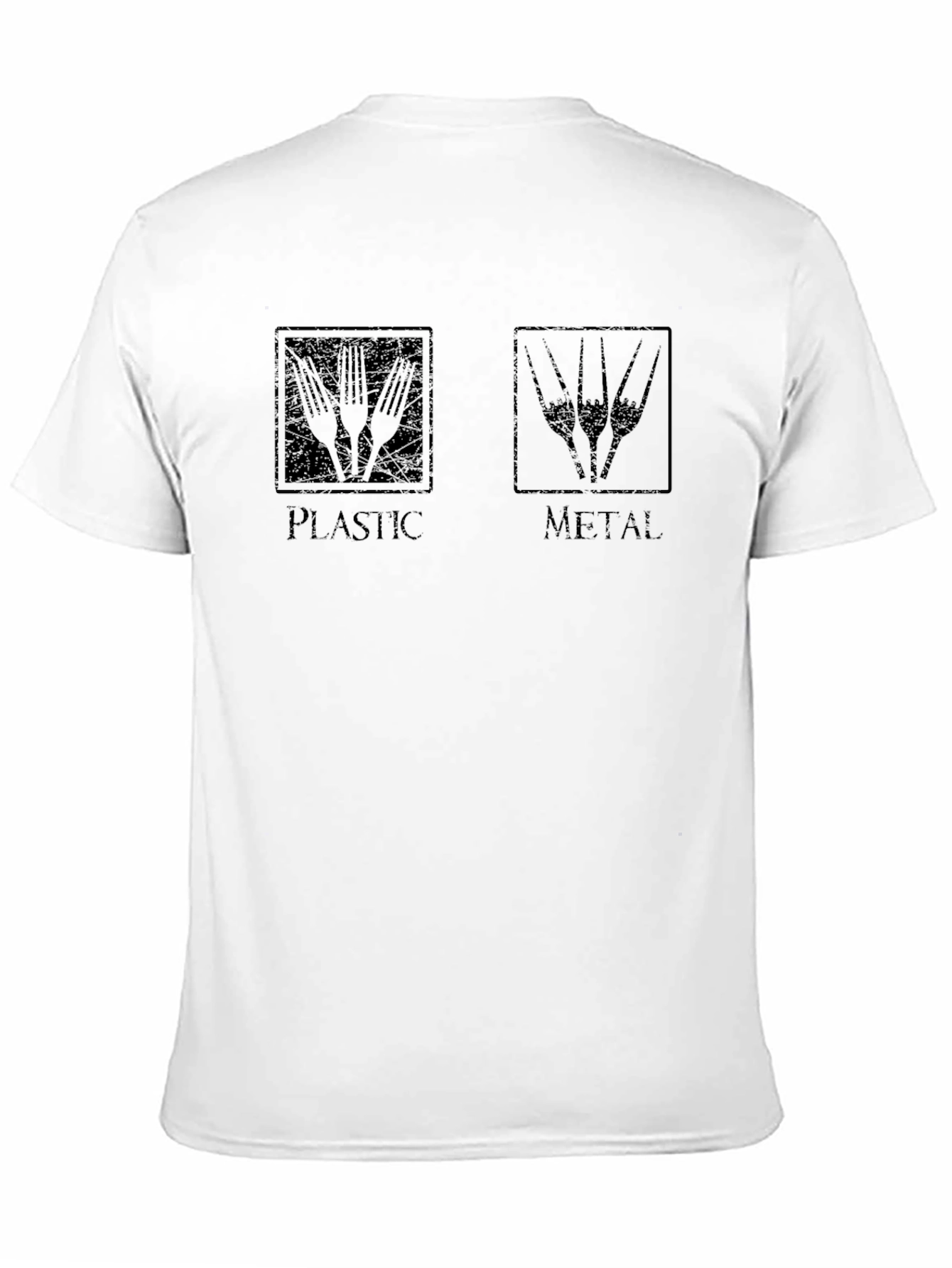 Plastic vs Metal Black T-Shirt