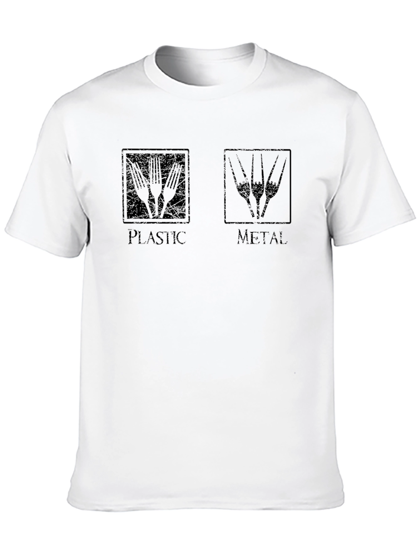 Plastic vs Metal Black T-Shirt