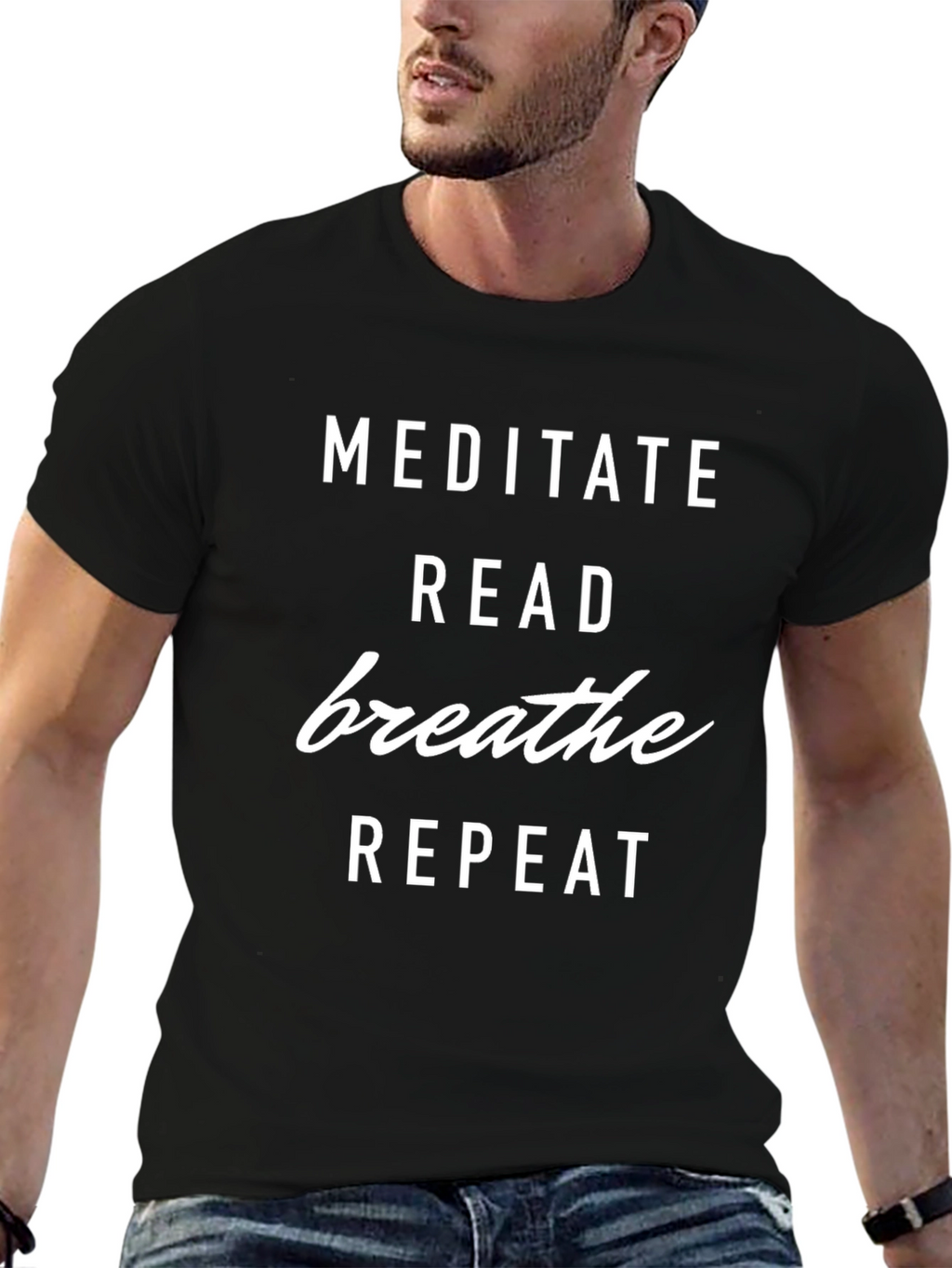 Meditate Read Breathe Repeat Graphic T-Shirt