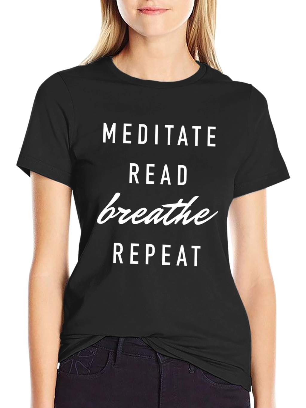 Meditate Read Breathe Repeat Graphic T-Shirt