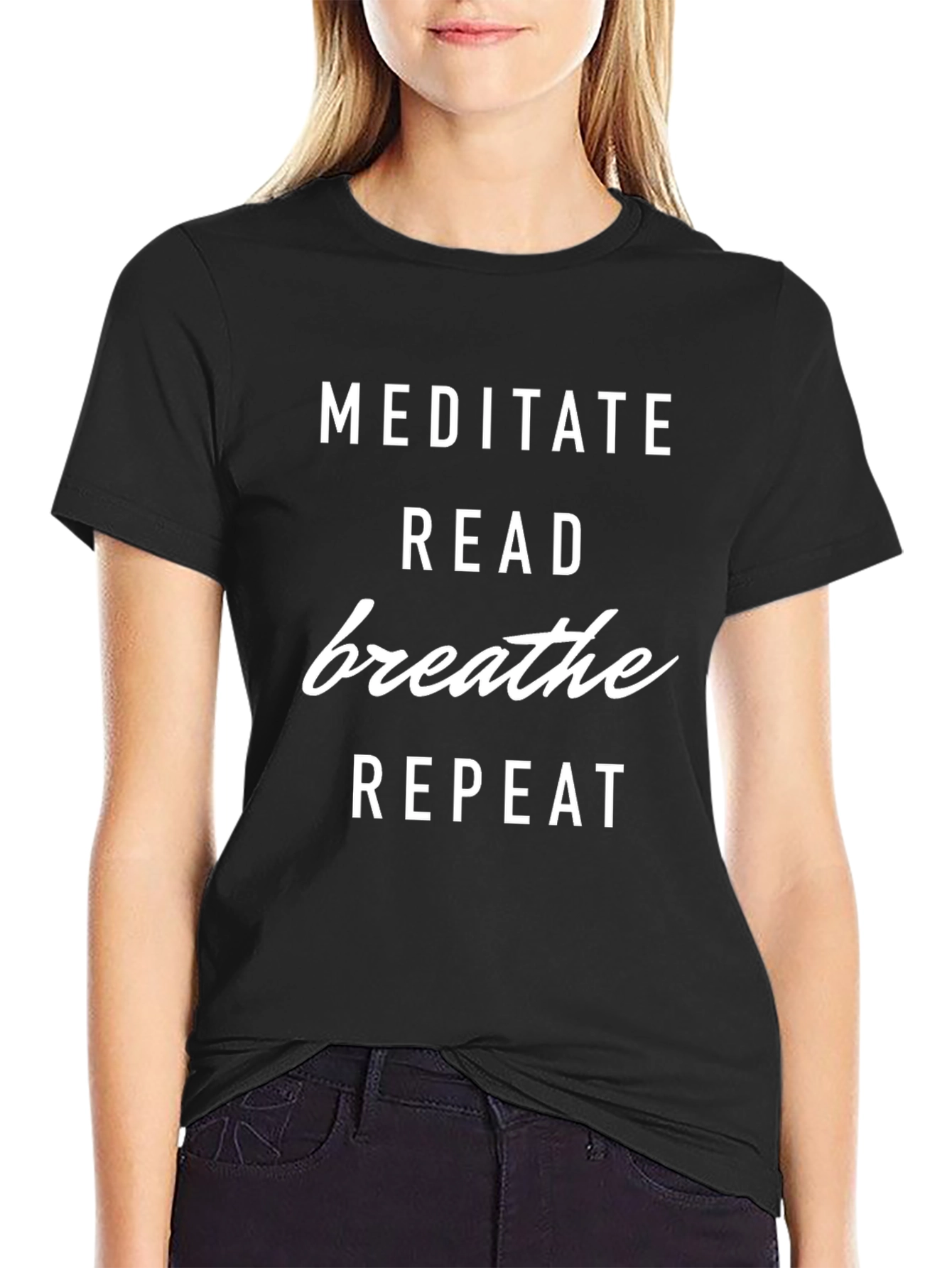 Meditate Read Breathe Repeat Graphic T-Shirt
