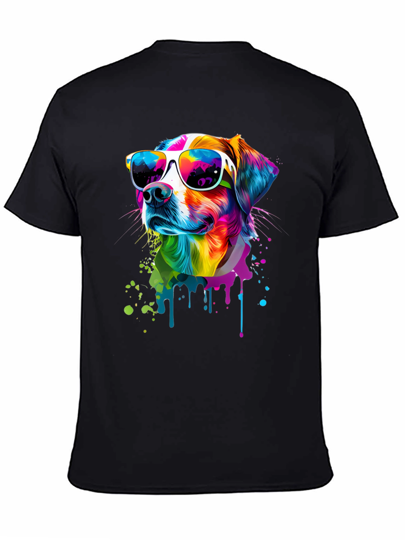 Cool Dog Graphic Tee - Colorful Splash Design