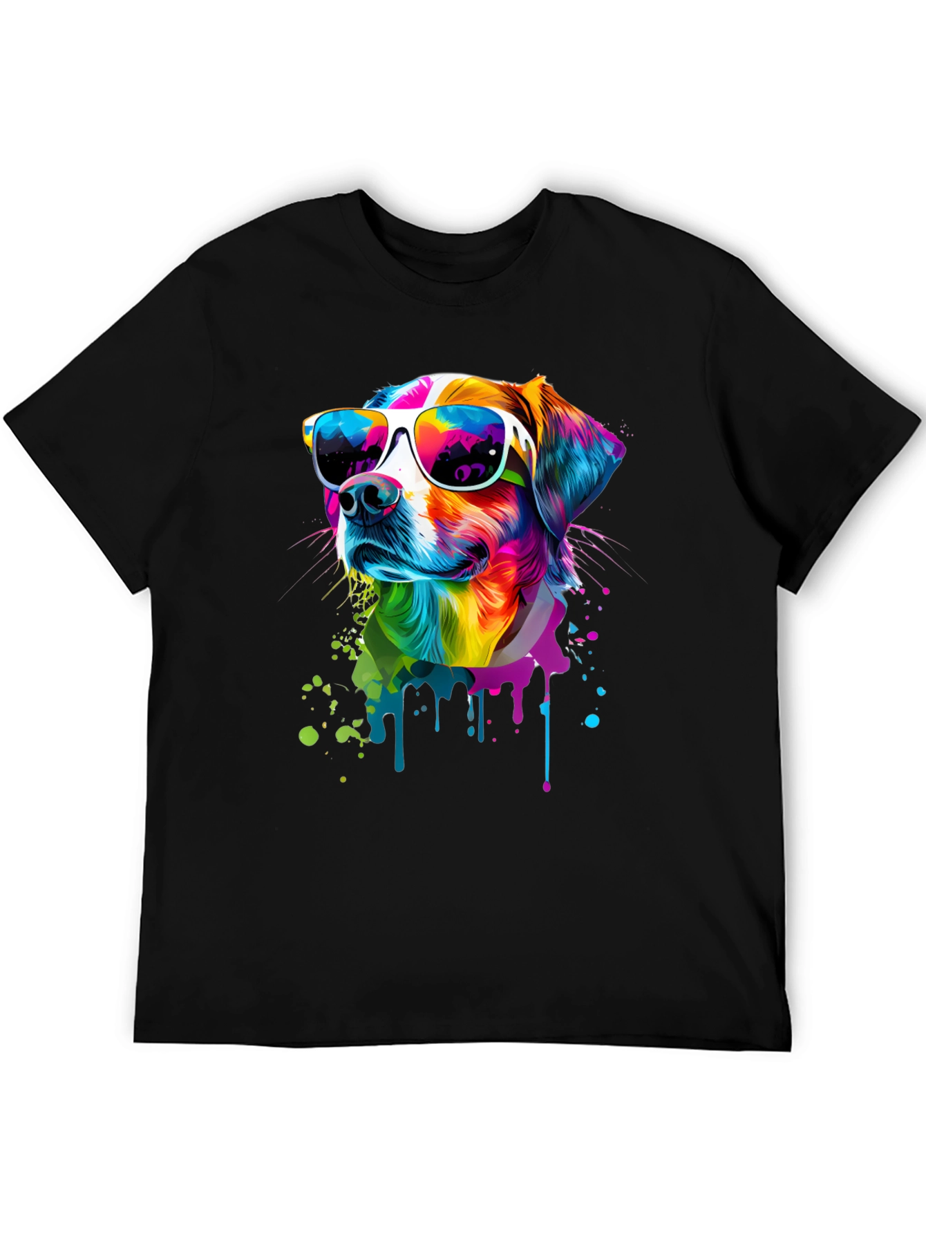 Cool Dog Graphic Tee - Colorful Splash Design