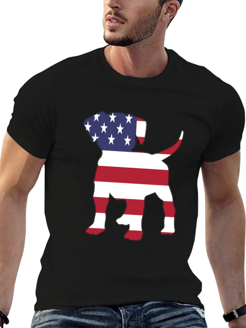 Patriotic Puppy T-Shirt - USA Dog Silhouette