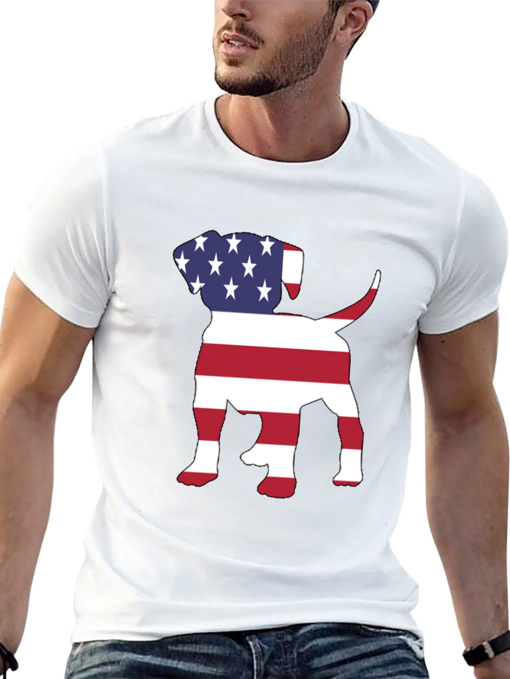 Patriotic Puppy T-Shirt - USA Dog Silhouette