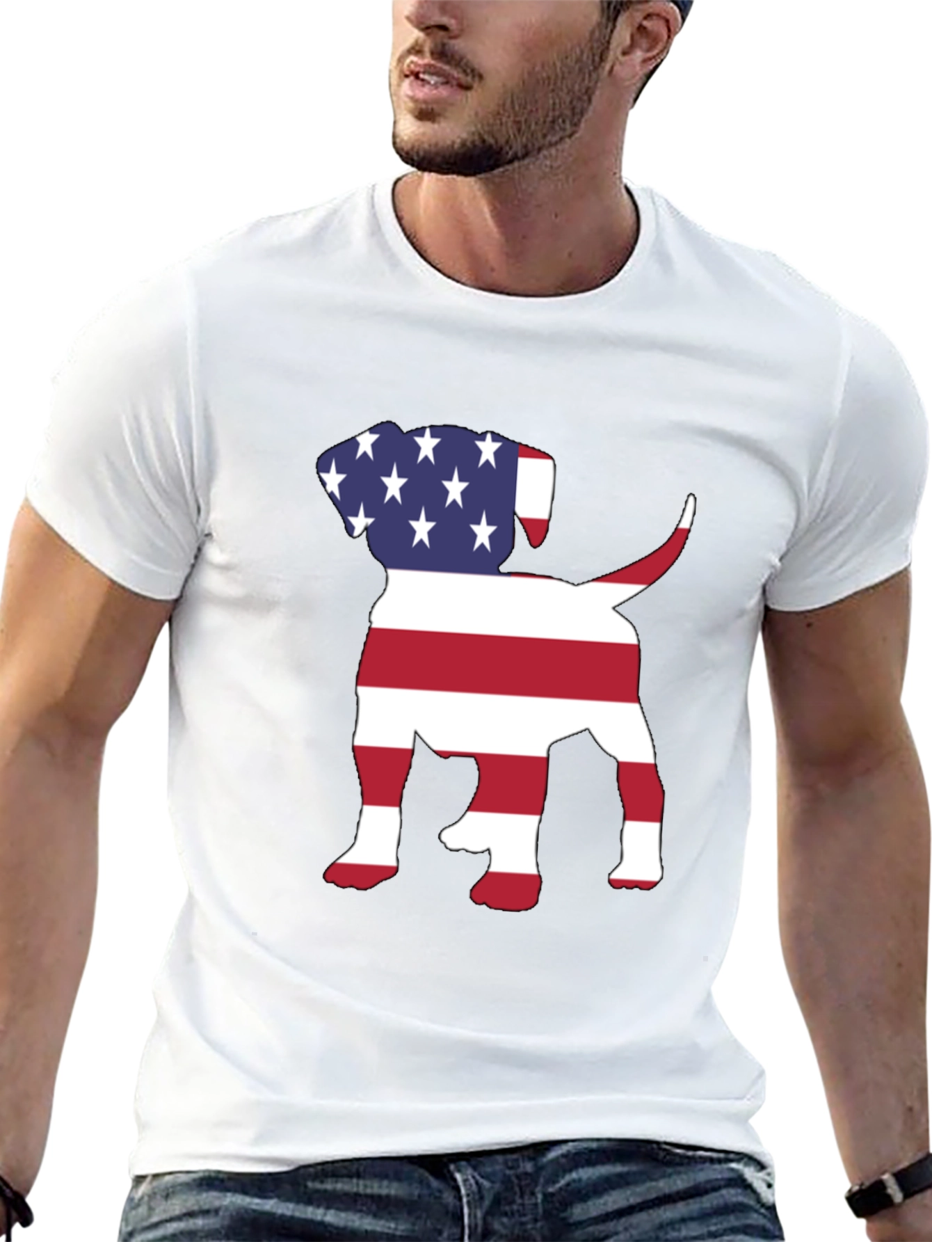 Patriotic Puppy T-Shirt - USA Dog Silhouette