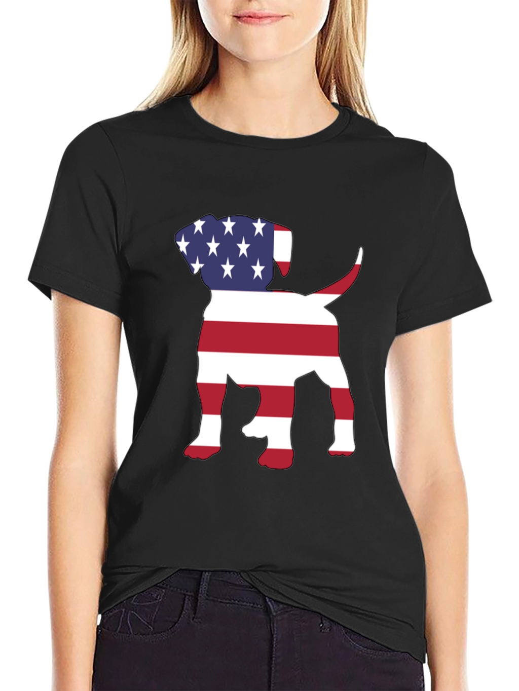 Patriotic Puppy T-Shirt - USA Dog Silhouette
