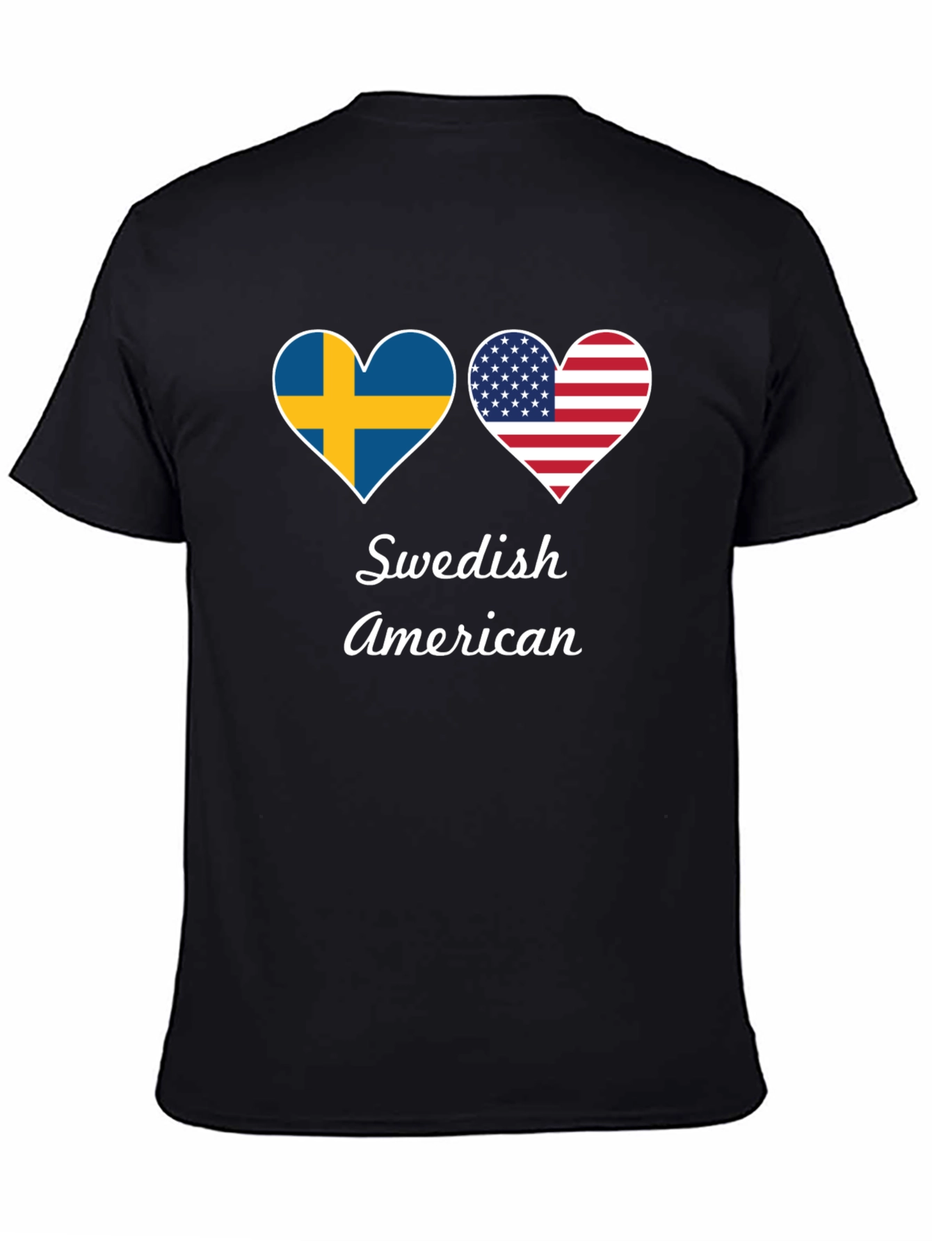 Swedish American Flag Heart Graphic T-Shirt