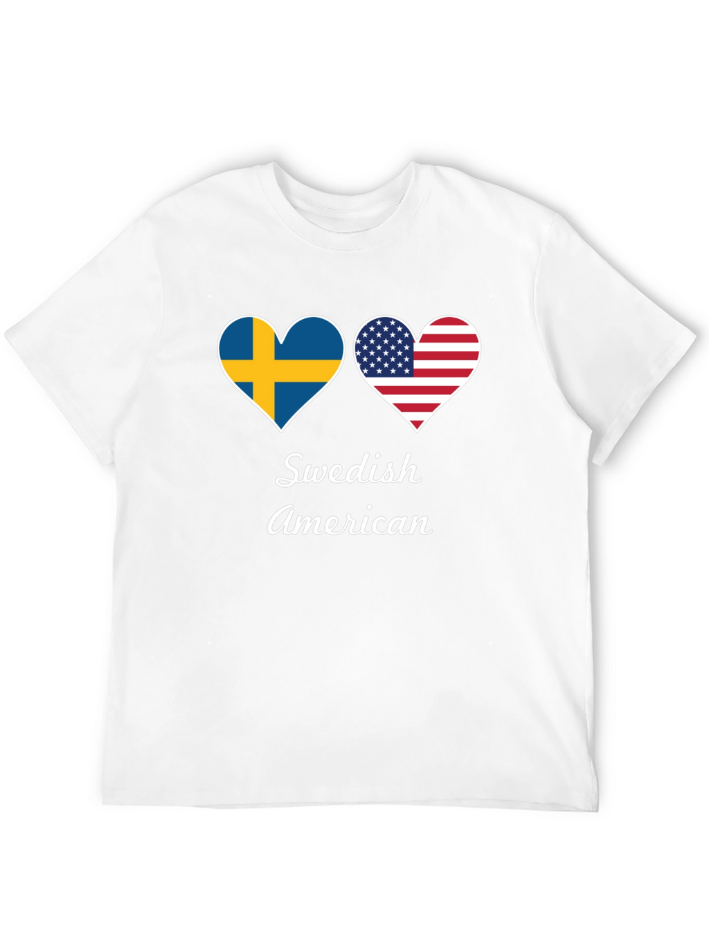 Swedish American Flag Heart Graphic T-Shirt