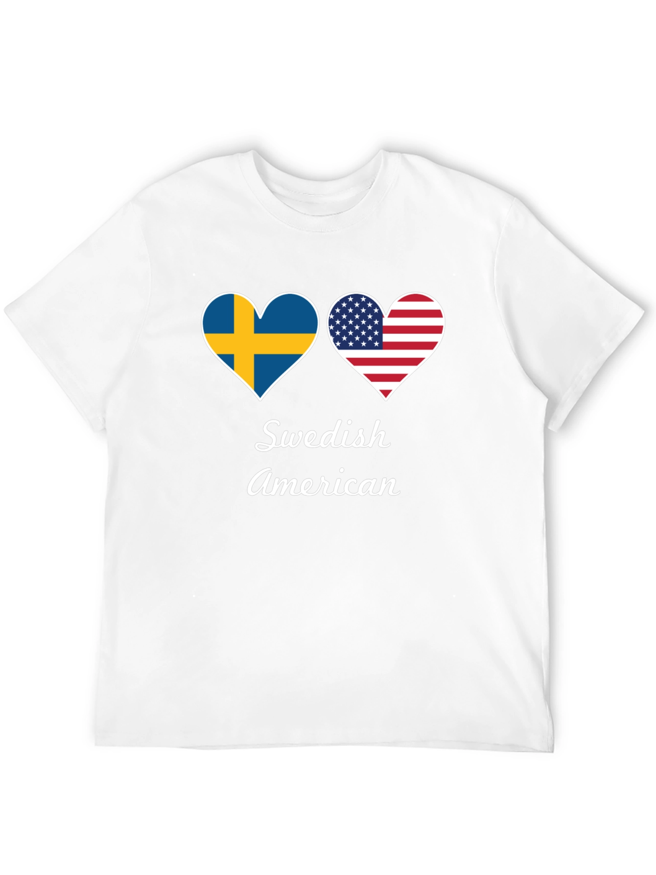 Swedish American Flag Heart Graphic T-Shirt