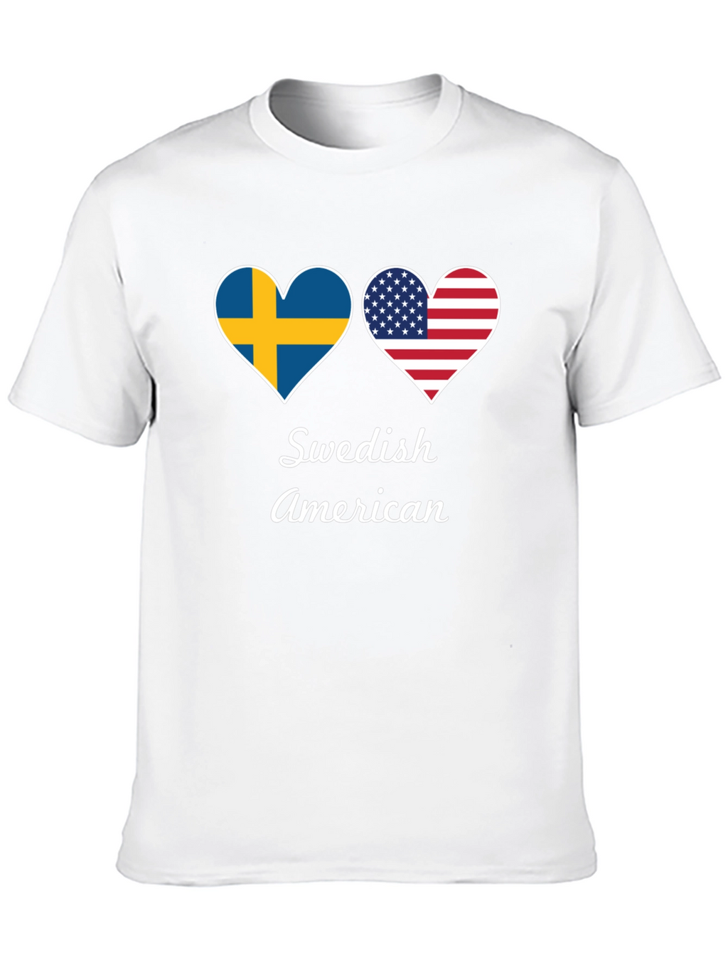 Swedish American Flag Heart Graphic T-Shirt