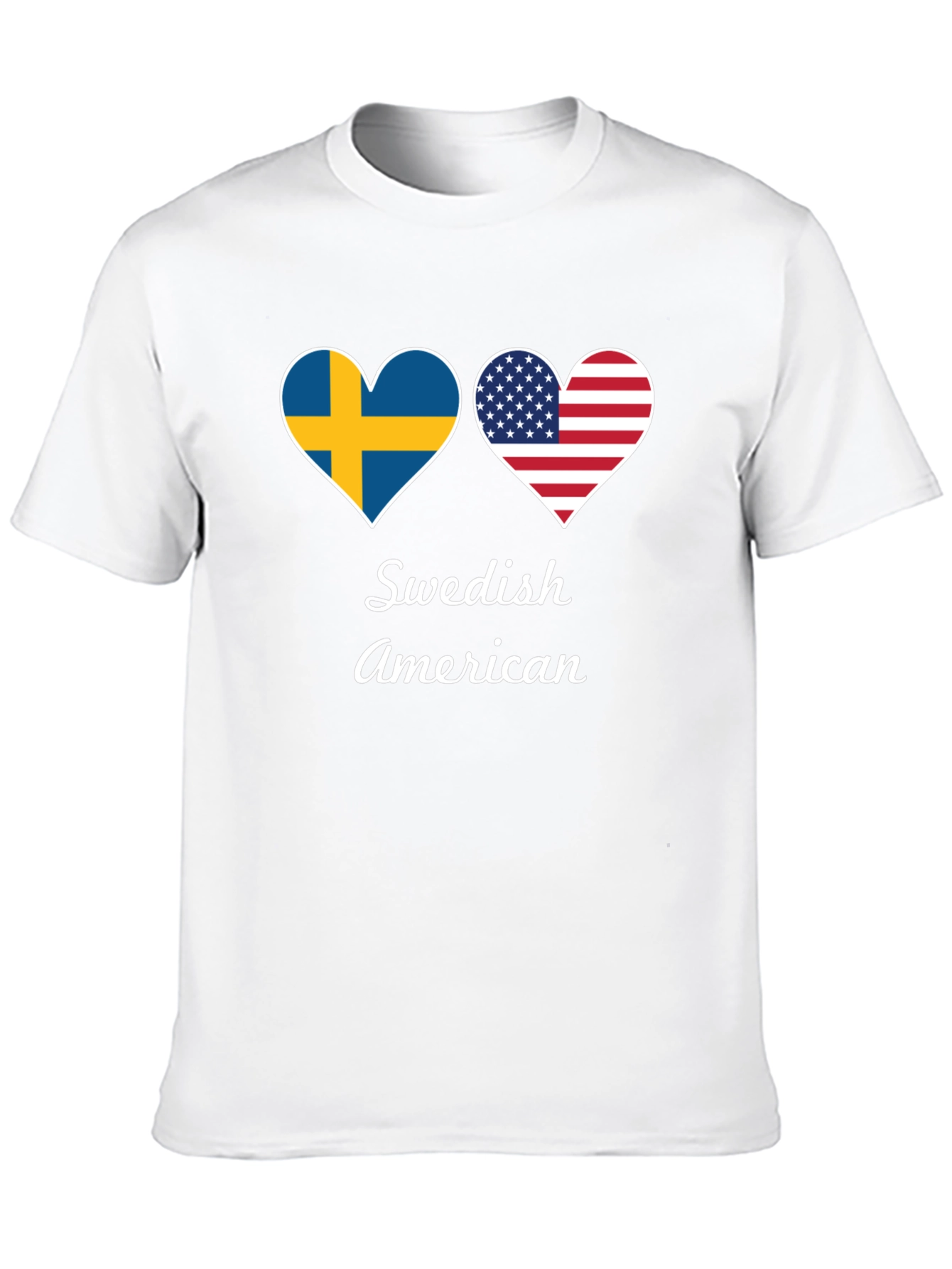 Swedish American Flag Heart Graphic T-Shirt
