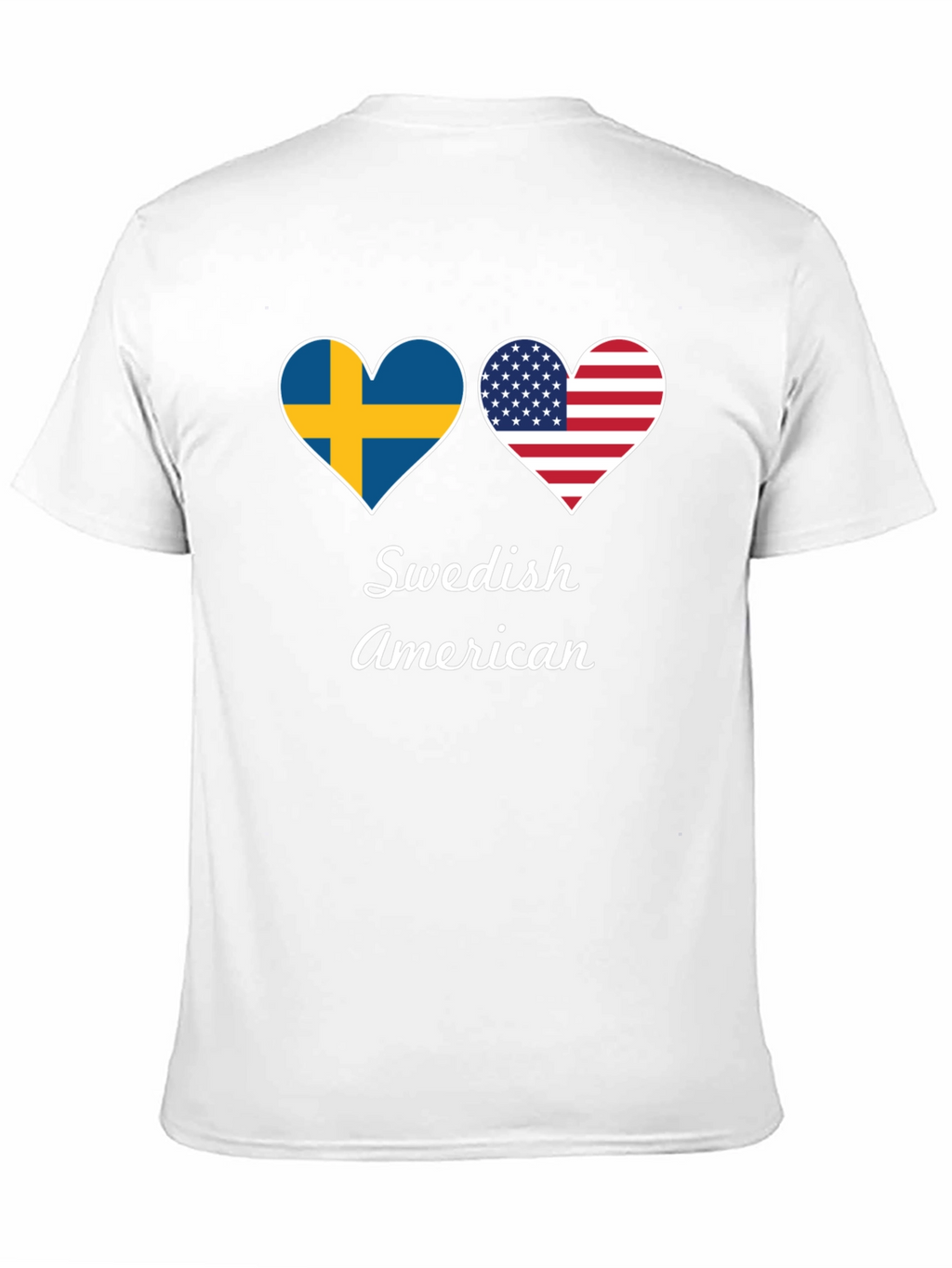 Swedish American Flag Heart Graphic T-Shirt