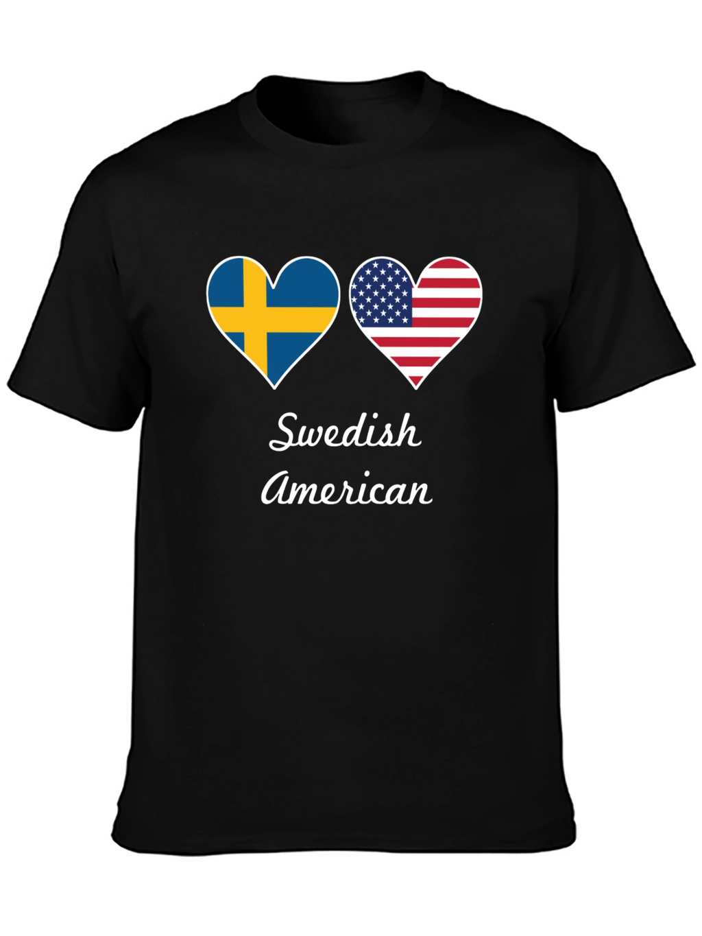 Swedish American Flag Heart Graphic T-Shirt