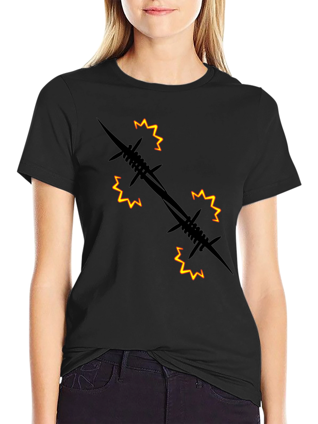 Barbed Wire Graphic Black T-Shirt