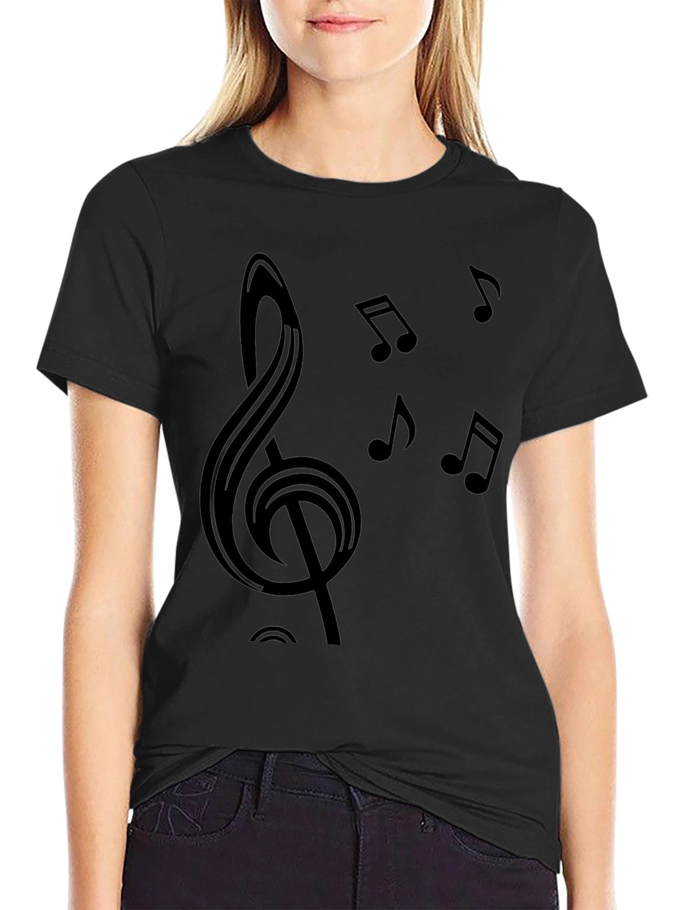 Music Note Graphic Black T-Shirt