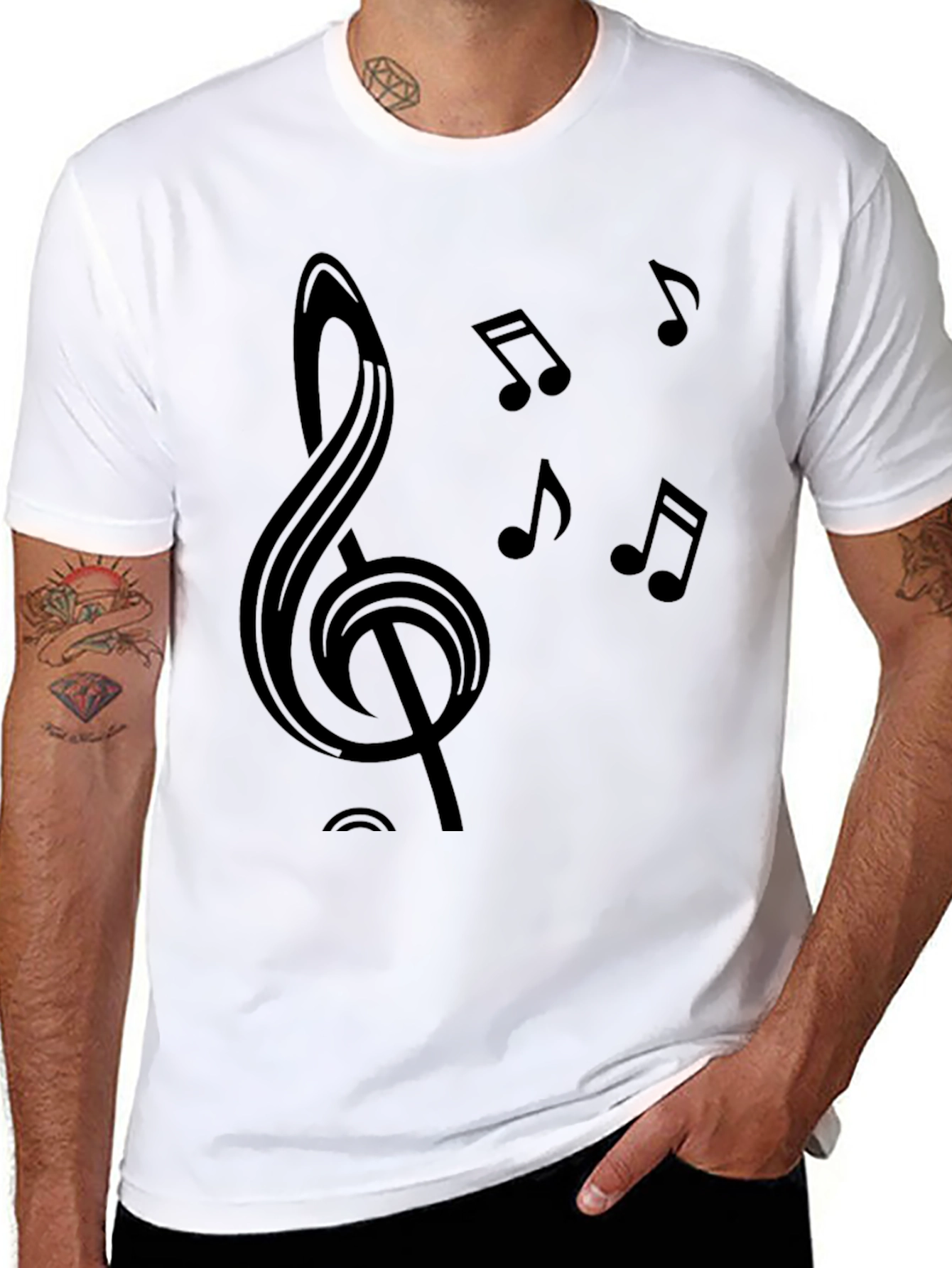 Music Note Graphic Black T-Shirt