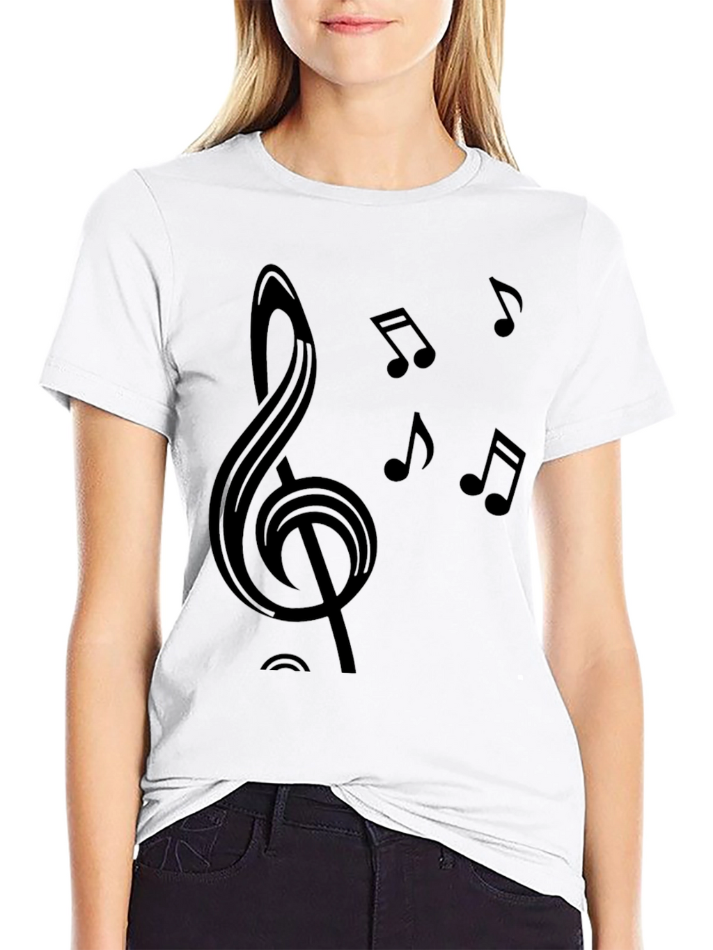 Music Note Graphic Black T-Shirt