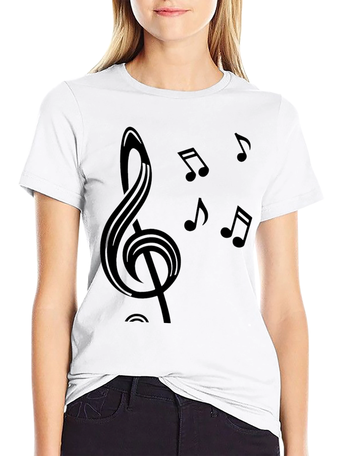 Music Note Graphic Black T-Shirt