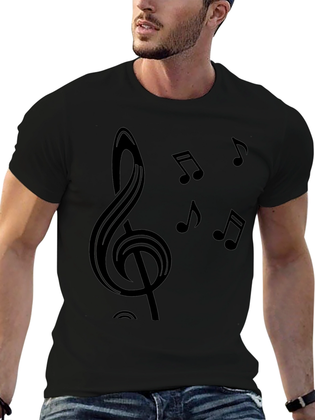 Music Note Graphic Black T-Shirt