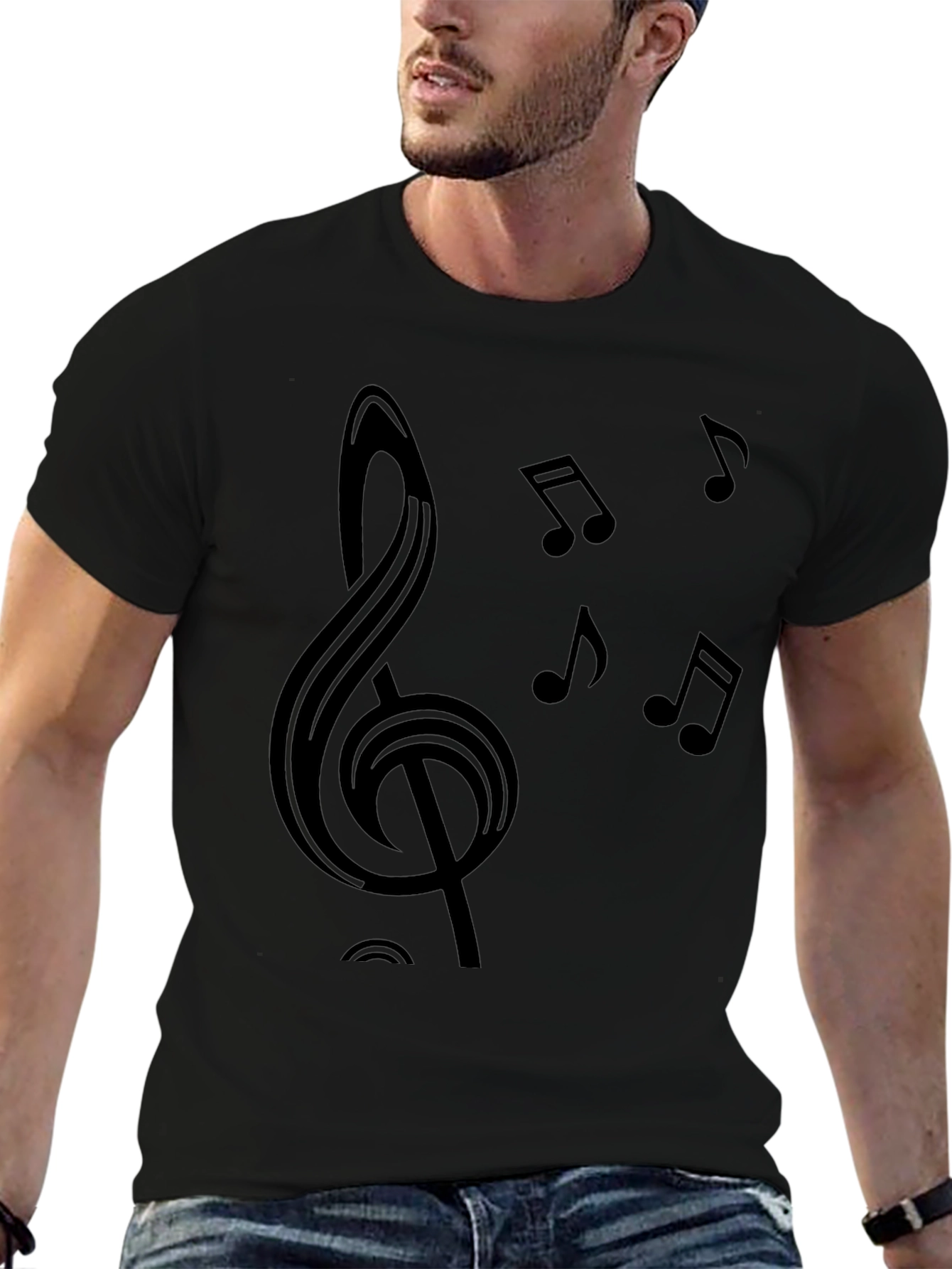 Music Note Graphic Black T-Shirt