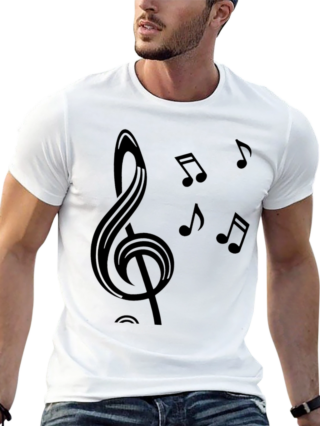 Music Note Graphic Black T-Shirt