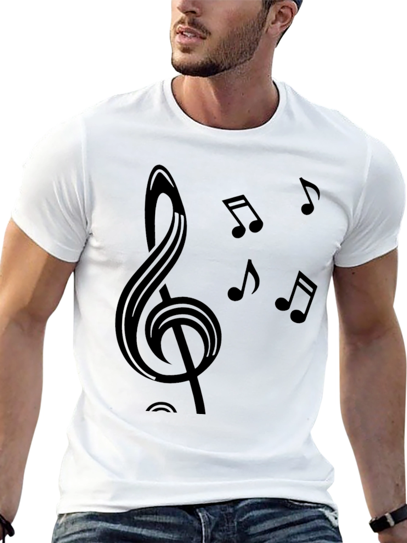 Music Note Graphic Black T-Shirt